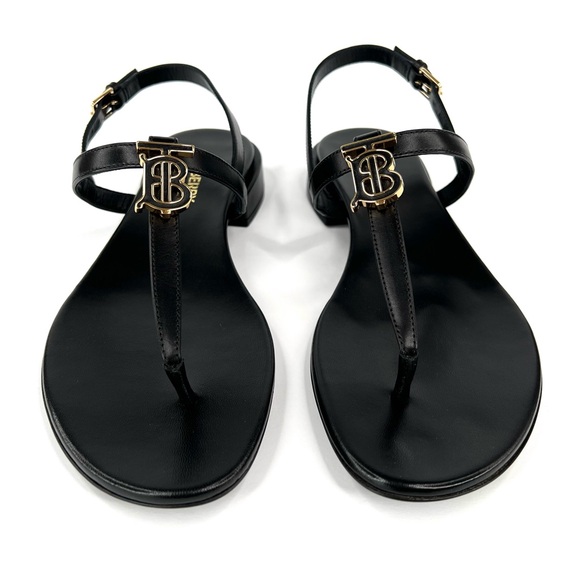 BURBERRY Emily TB Logo Slingback Thong Monogram Leather Sandal EU 36 - US 6 - Picture 6 of 14